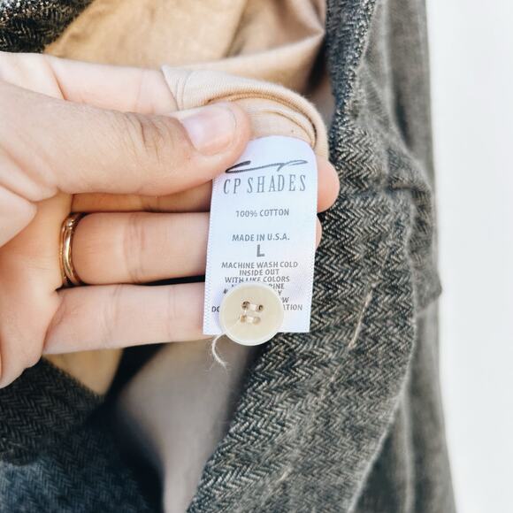 CP Shades Women's Thick Cotton Herringbone Button Down Long Sleeve Shirt Large - Picture 10 of 10